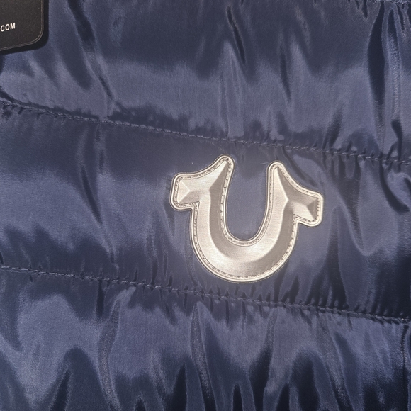 True Religion Horseshoe Logo Puffer Jacket Blue Size Lg - Picture 5 of 11